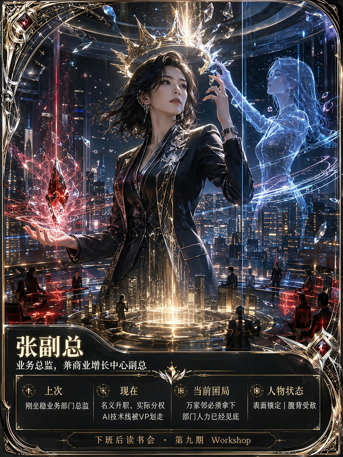 张副总人物卡：业务总监兼商业增长中心副总，名义升职，实际分权，表面镇定，腹背受敌